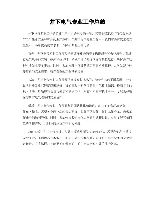 井下电气专业工作总结