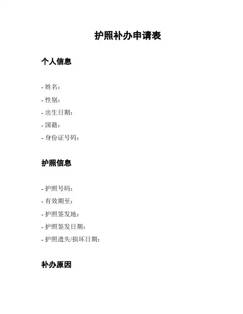 护照补办申请表