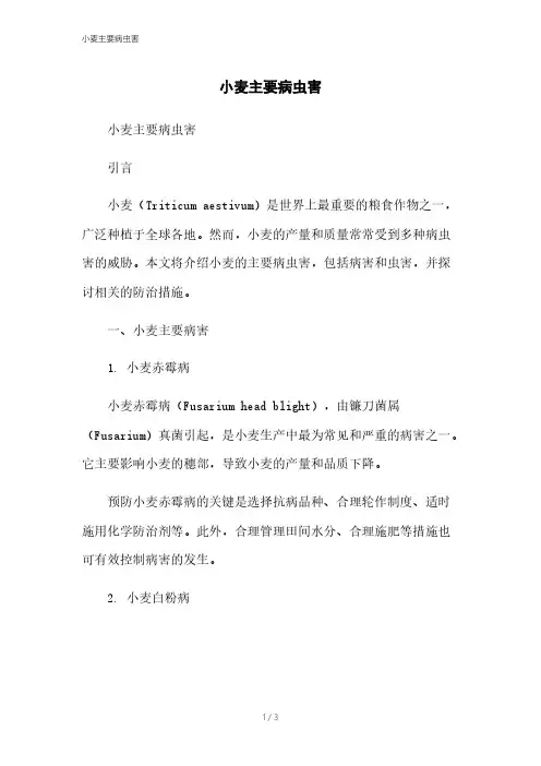 小麦主要病虫害
