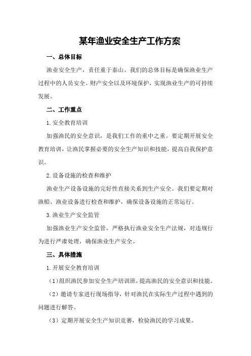 某年渔业安全生产工作方案