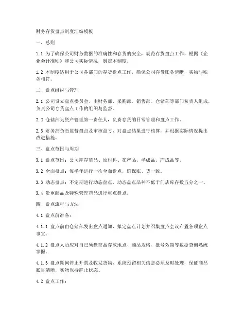 财务存货盘点制度汇编模板