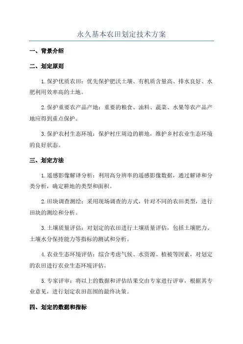 永久基本农田划定技术方案