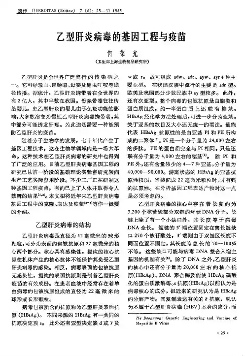 乙型肝炎病毒的基因工程与疫苗