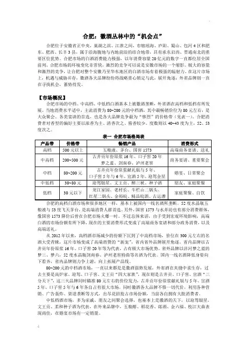 合肥白酒市场调查