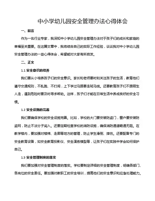 中小学幼儿园安全管理办法心得体会