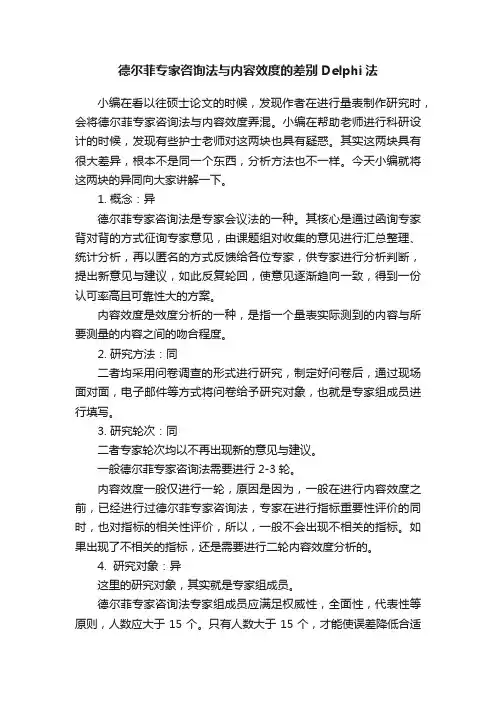 德尔菲专家咨询法与内容效度的差别Delphi法