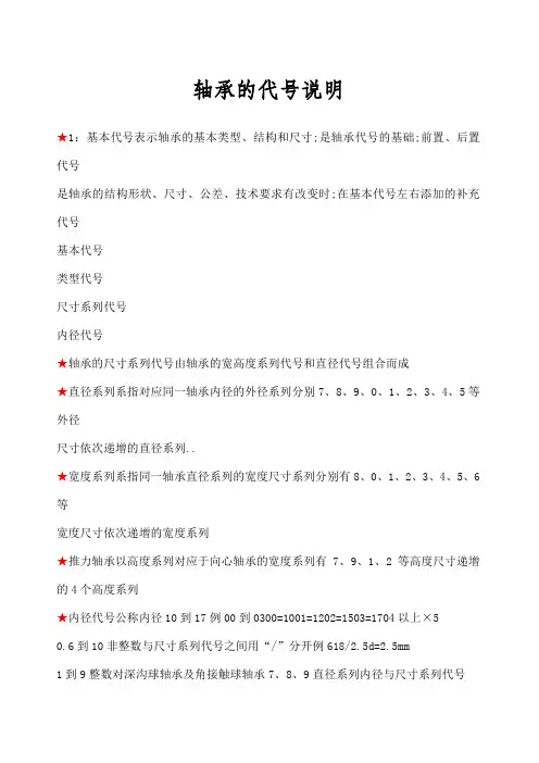各类轴承代含义
