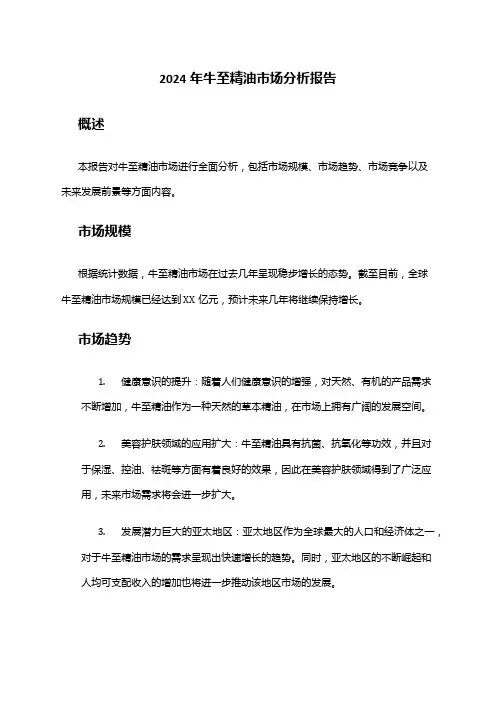 2024年牛至精油市场分析报告