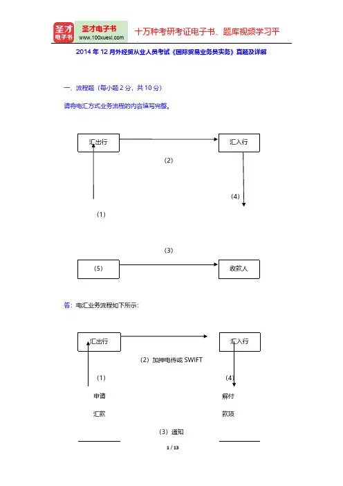 2014年12月外经贸从业人员考试《国际贸易业务员实务》真题及详解【圣才出品】