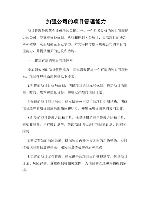 加强公司的项目管理能力