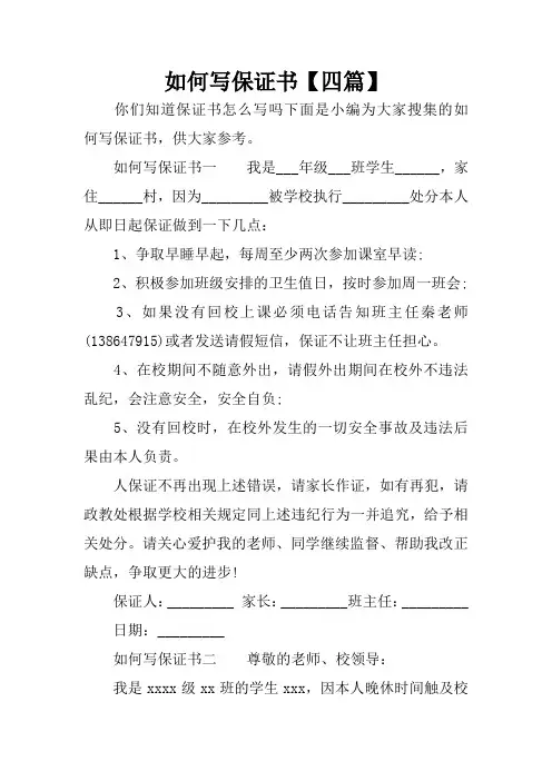 如何写保证书【四篇】