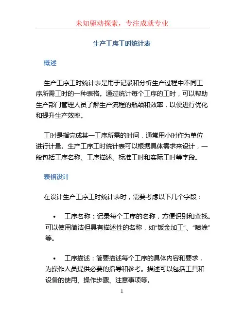 生产工序工时统计表