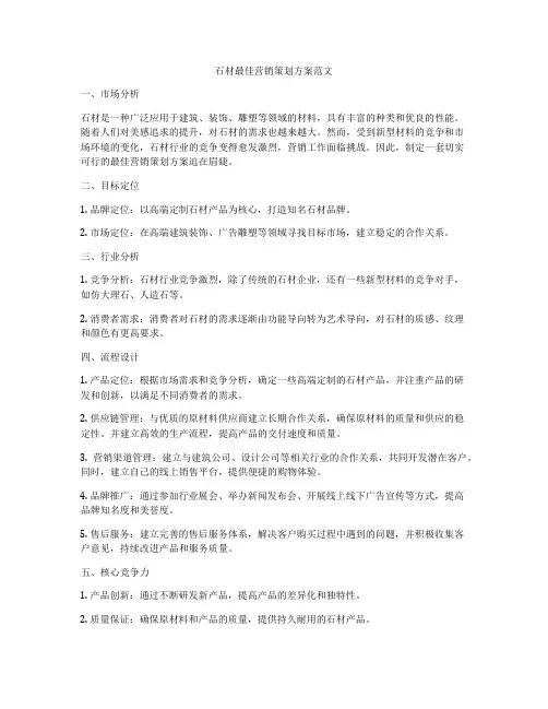 石材最佳营销策划方案范文