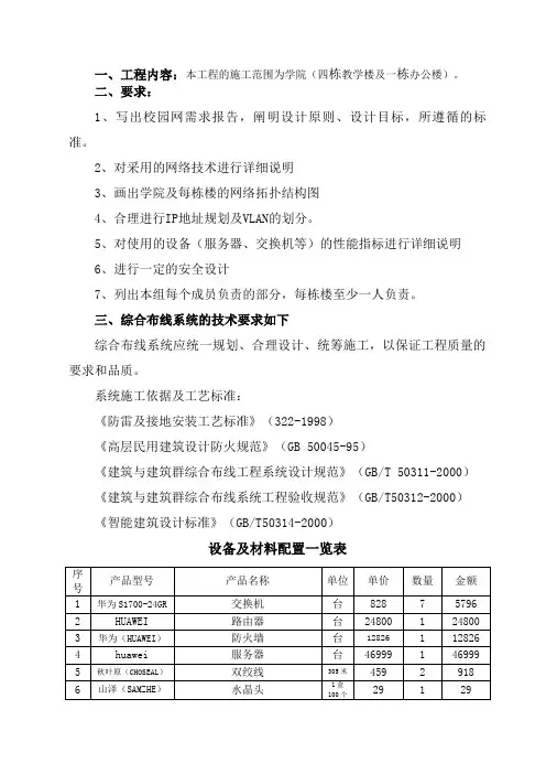 作业3：校园网组建方案任务书1
