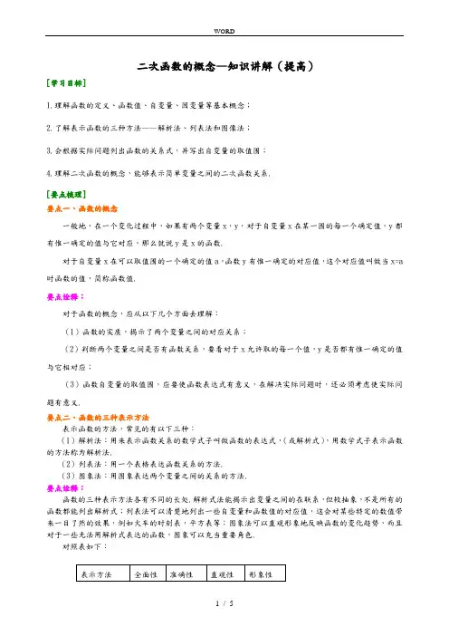 数学二次函数的概念—知识讲解(提高)