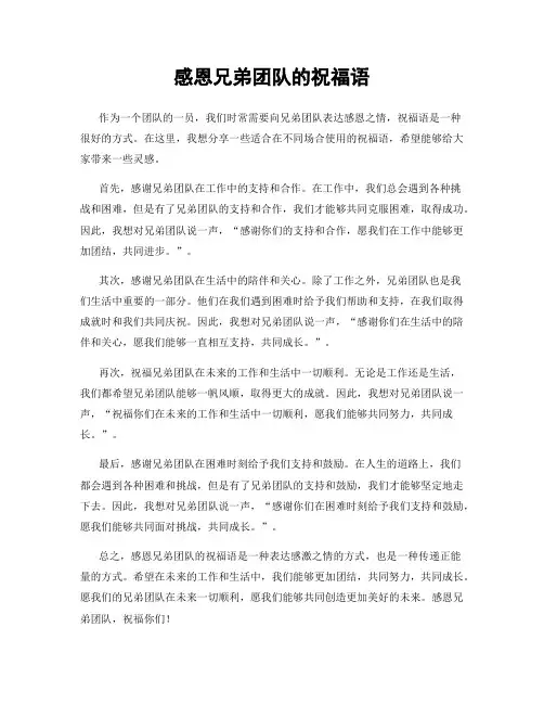 感恩兄弟团队的祝福语