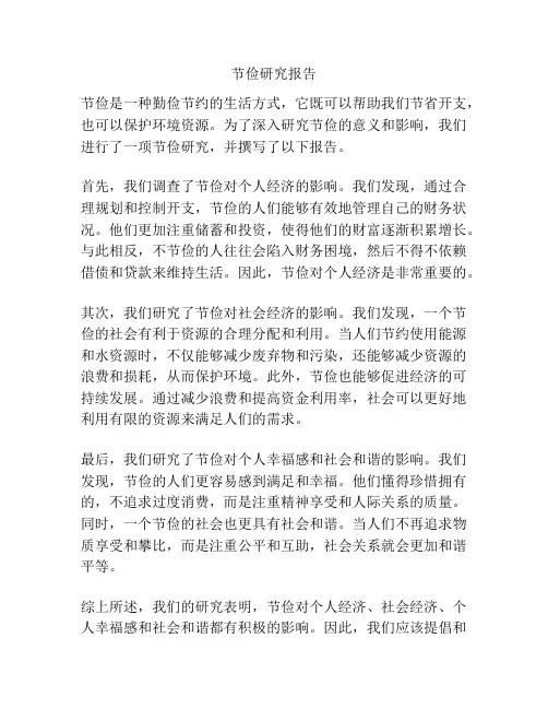 节俭研究报告