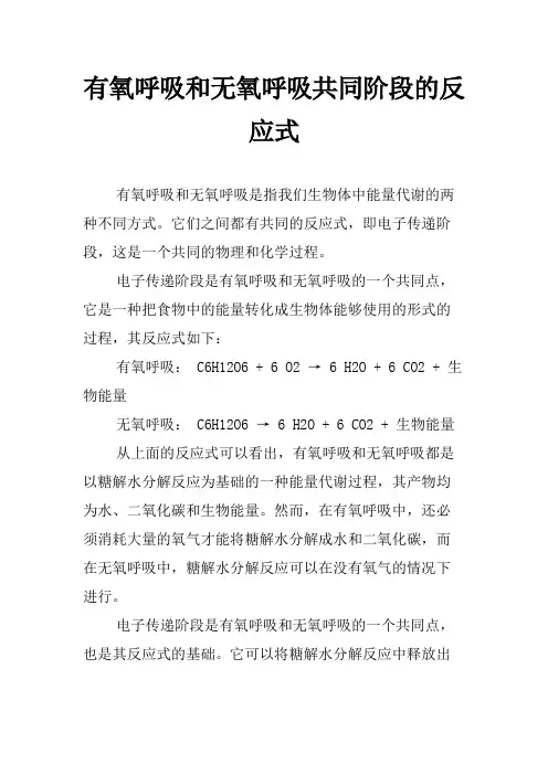 有氧呼吸和无氧呼吸共同阶段的反应式