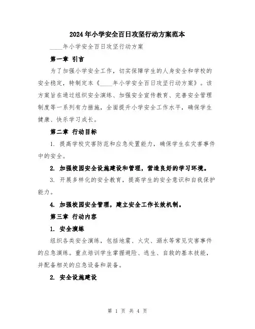 2024年小学安全百日攻坚行动方案范本