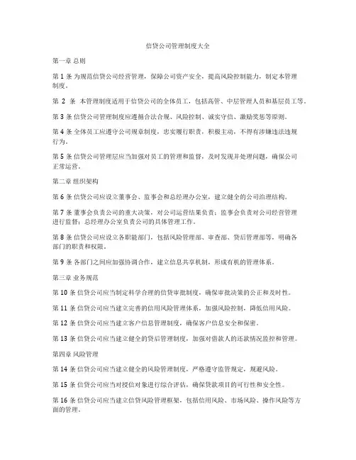 信贷公司管理制度大全