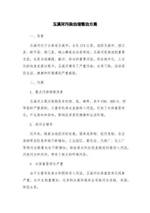 玉溪河污染治理整治方案