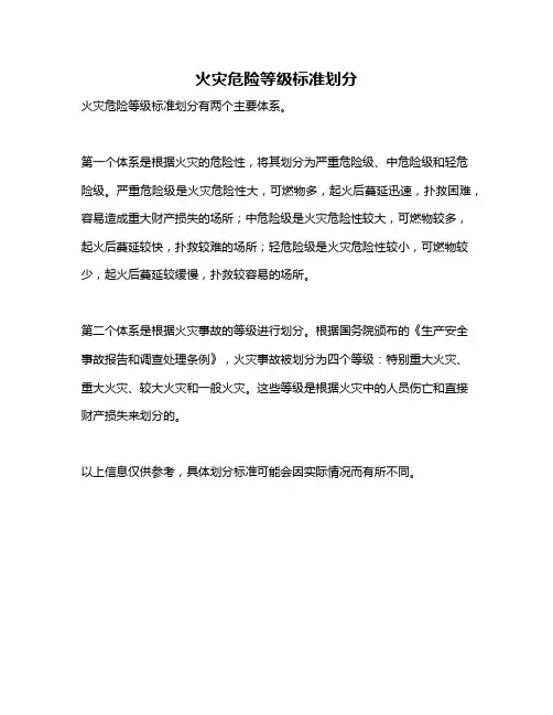 火灾危险等级标准划分
