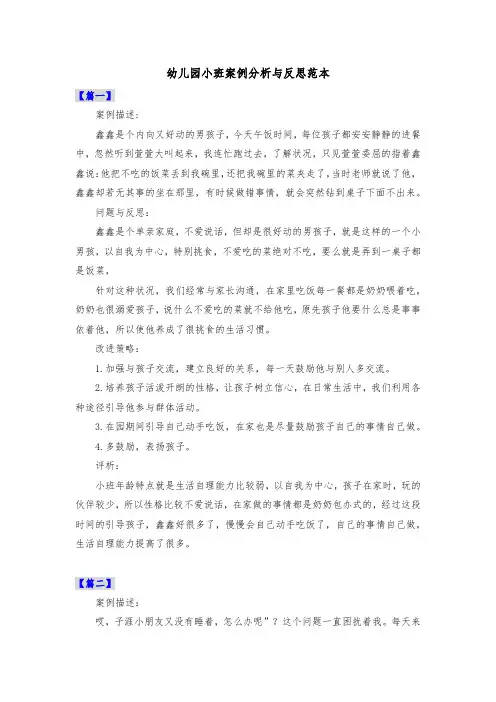 幼儿园小班案例分析与反思范本共三篇