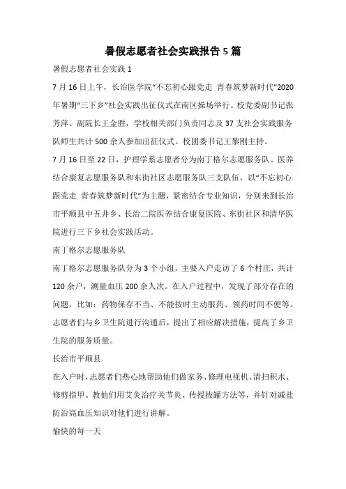暑假志愿者社会实践报告