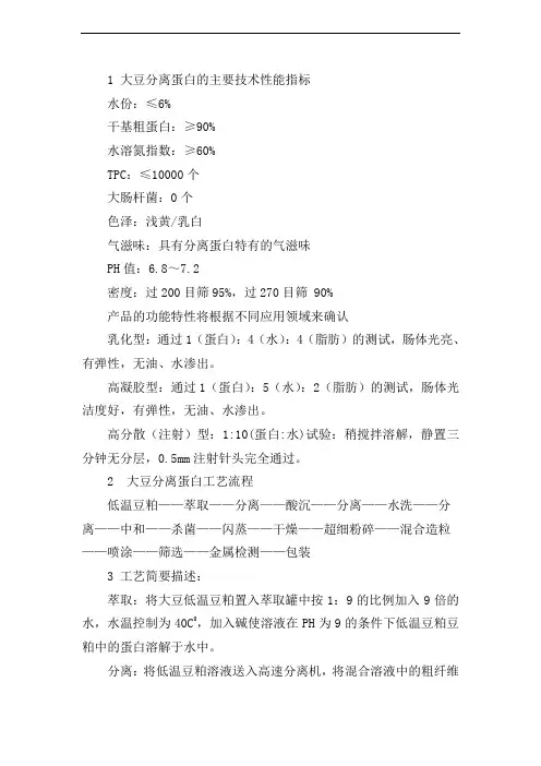 大豆分离蛋白的主要工艺流程