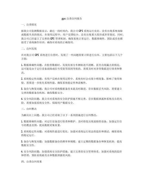 gps自查自纠报告
