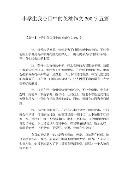 小学生我心目中的英雄作文600字五篇