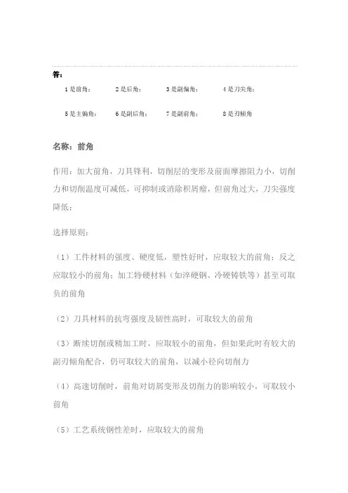 刀具角度选用原则