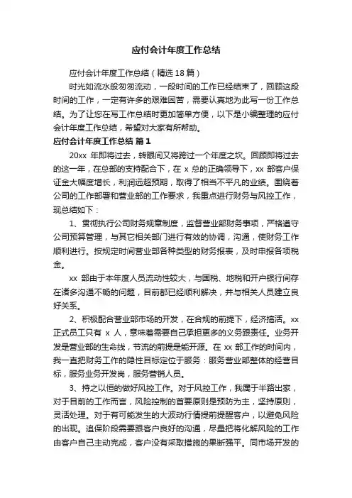 应付会计年度工作总结（精选18篇）