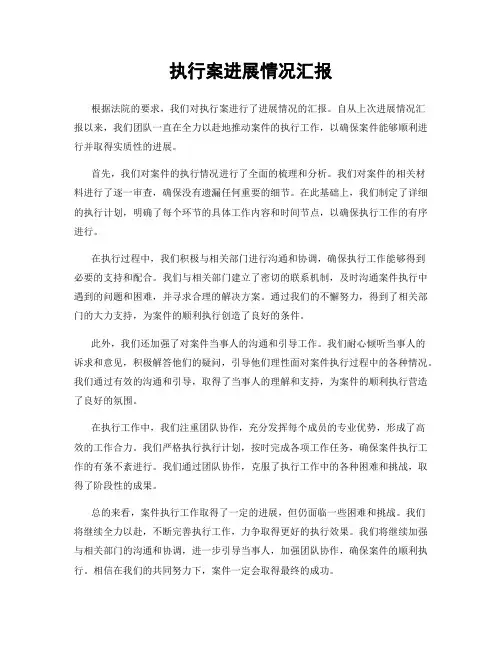 执行案进展情况汇报