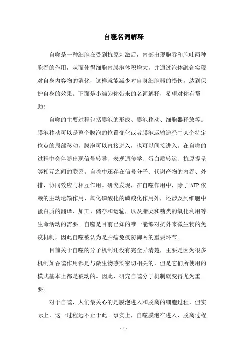 自噬名词解释