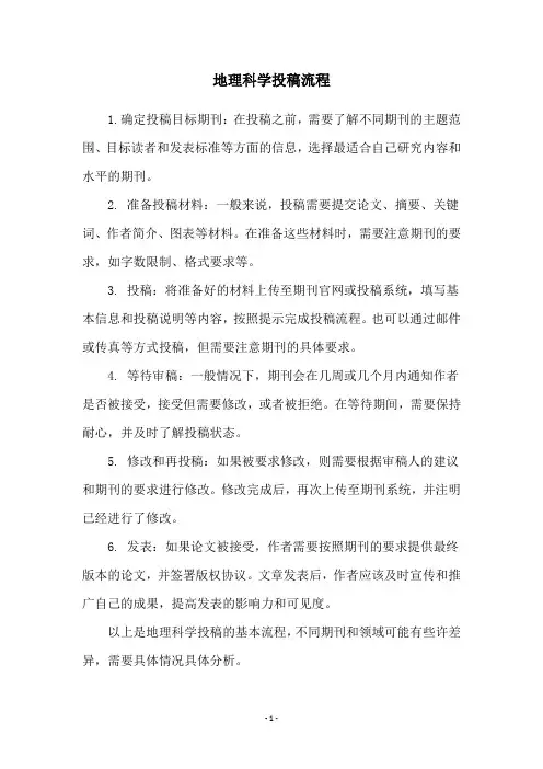 地理科学投稿流程