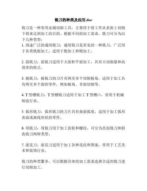 铣刀的种类及应用.doc