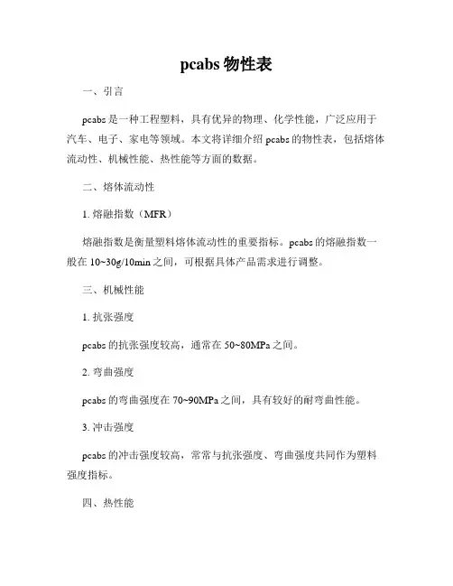 pcabs物性表