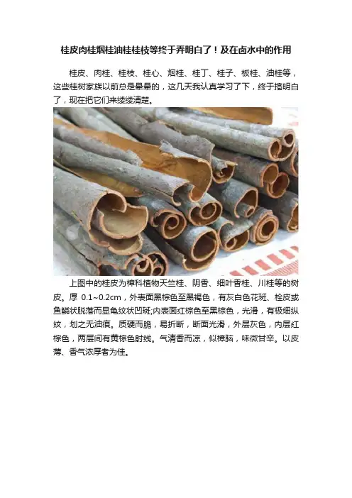 桂皮肉桂烟桂油桂桂枝等终于弄明白了！及在卤水中的作用