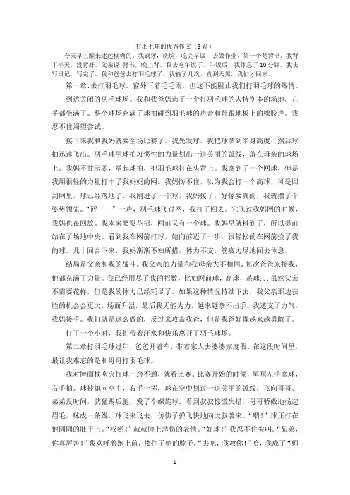 打羽毛球的优秀作文(3篇)