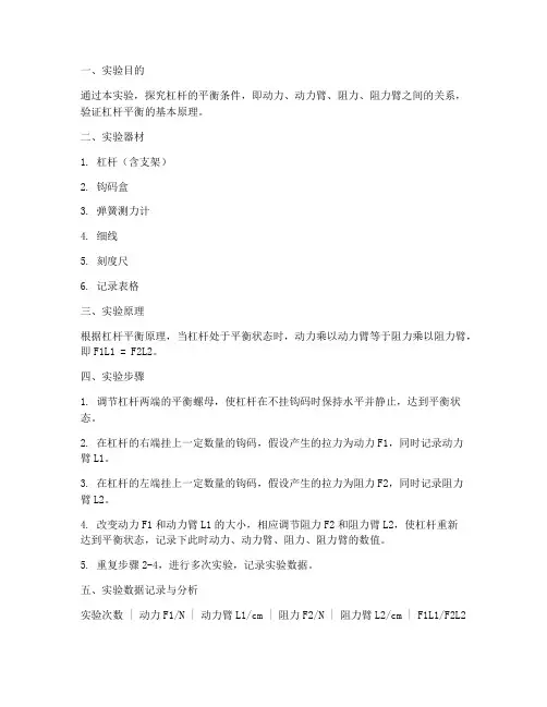 杠杠平衡的实验报告