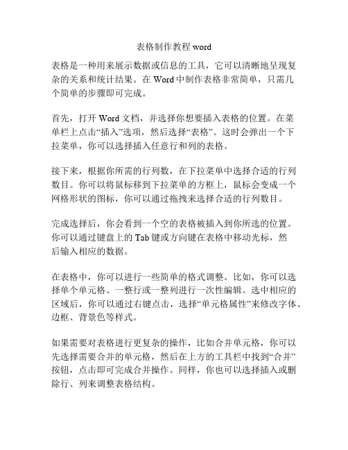表格制作教程word