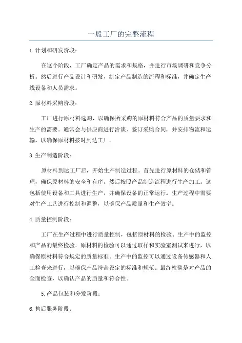 一般工厂的完整流程