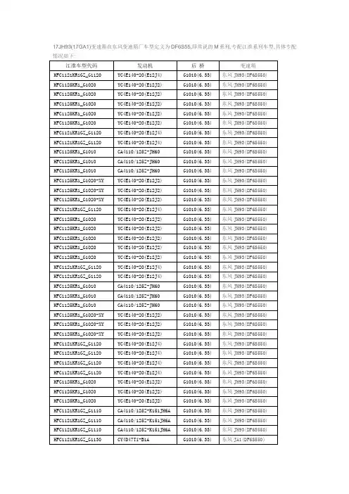DF6S55变速箱配置表