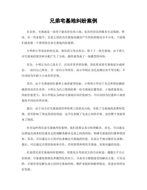 兄弟宅基地纠纷案例