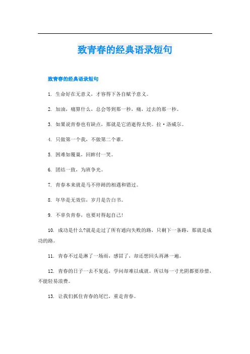 致青春的经典语录短句
