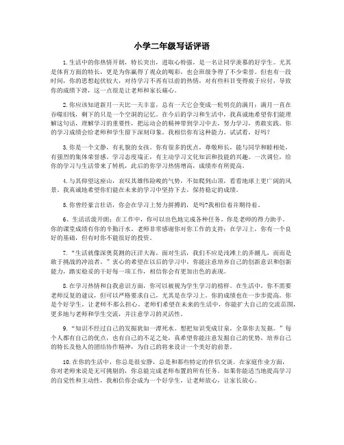 小学二年级写话评语