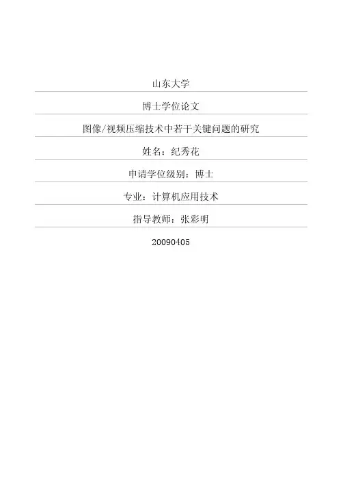 图像视频压缩技术中若干关键问题的研究
