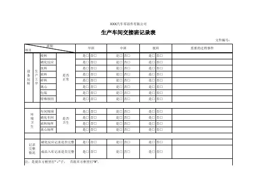 生产车间交接班记录表