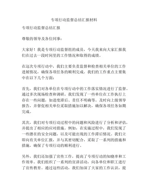 专项行动监督总结汇报材料